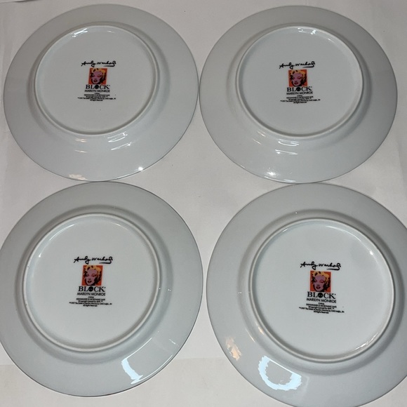 Vintage 1997 Block Marilyn Monroe Andy Warhol set of 4 salad plates - Picture 3 of 4